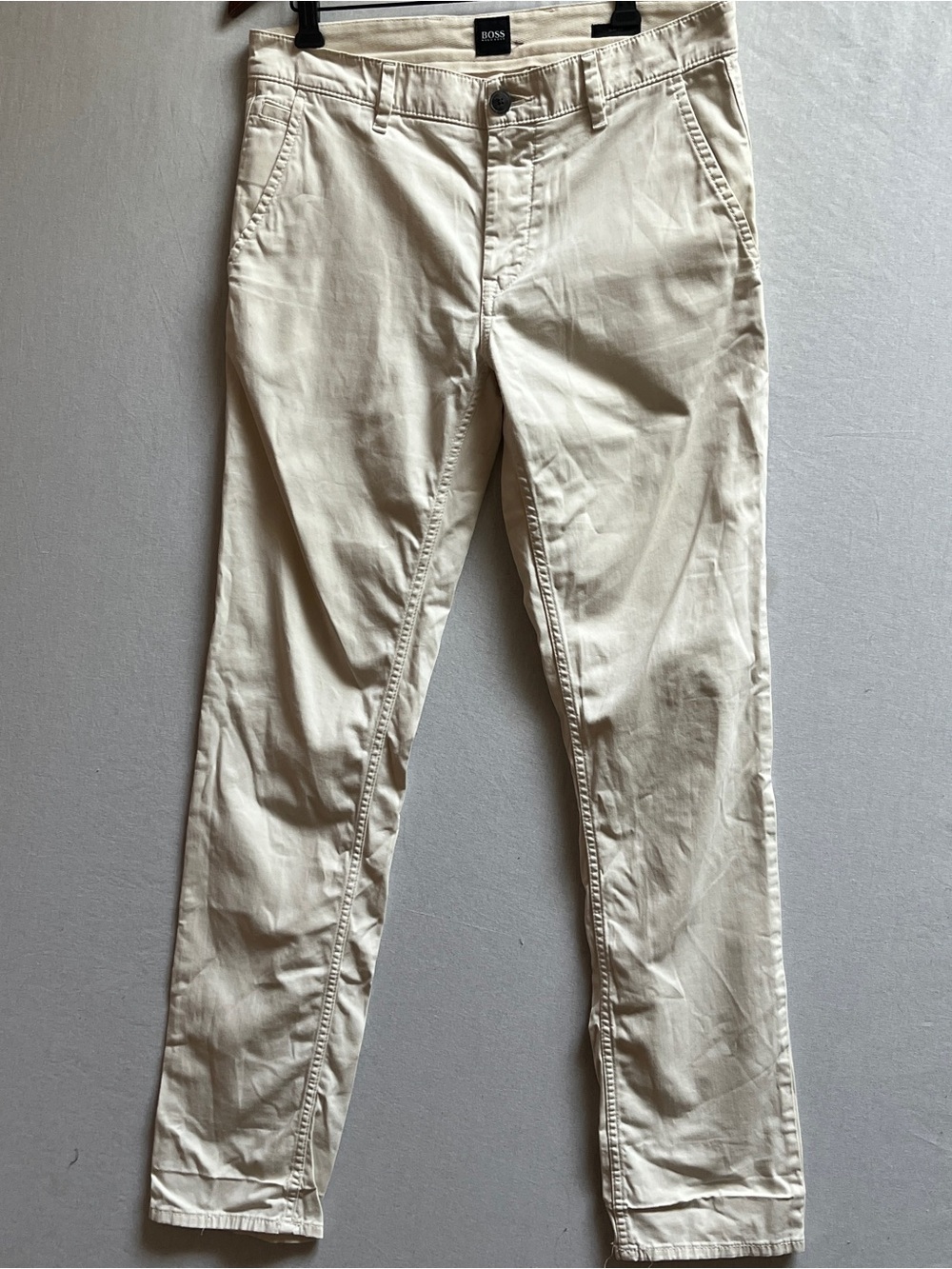 Hugo Boss Mens Slim Fit Light Cream Off White Chino Pants Size 30
